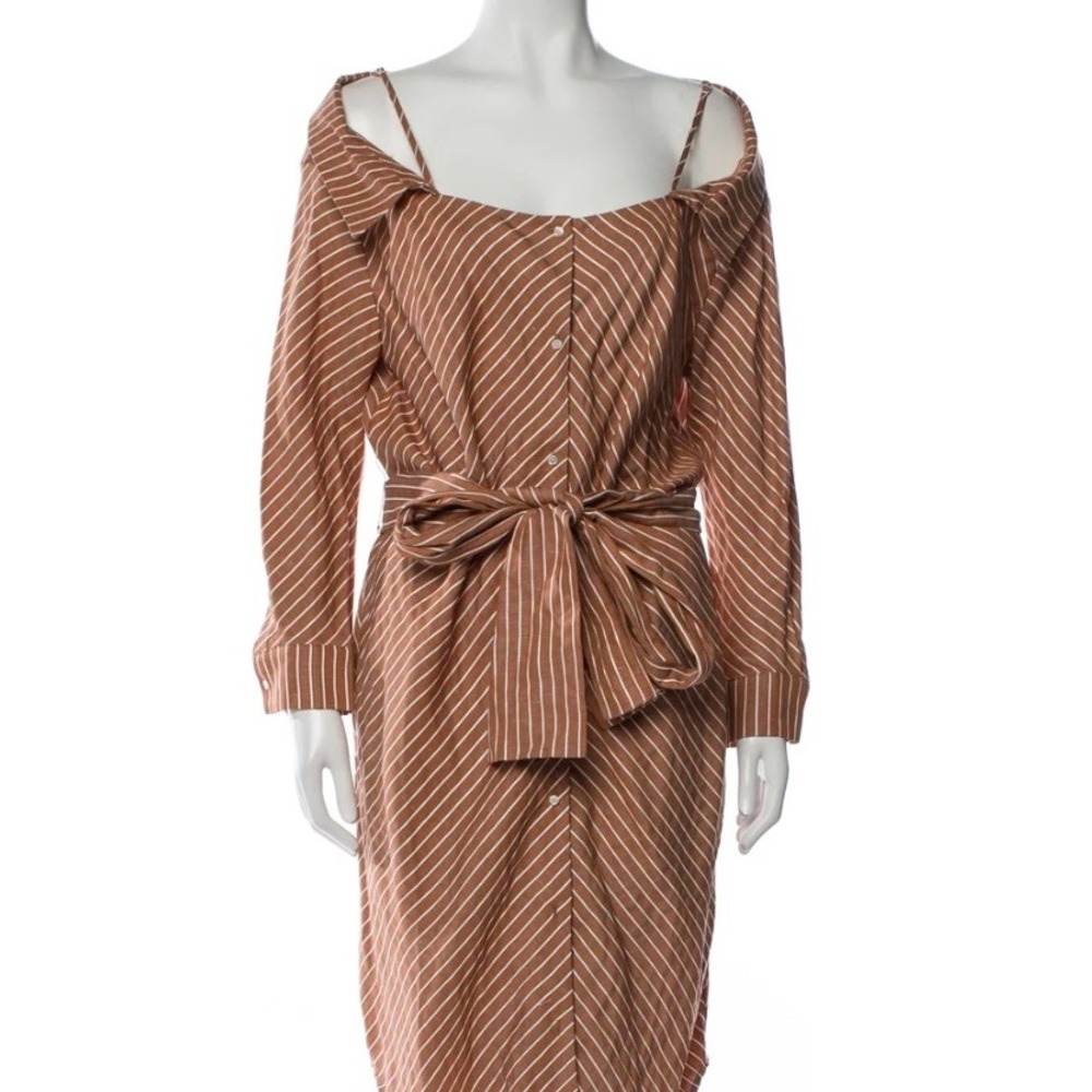 Maje Brown Striped Dress